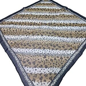 Vintage Liz Claiborne Silky Cheetah Print Scarf 20" Square Hand Rolled Mobwife